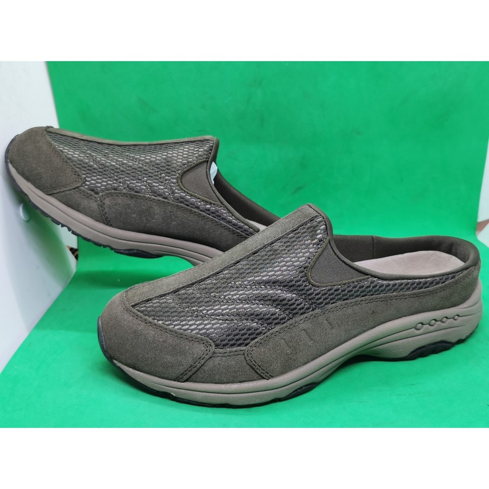 Easy Spirit Traveltime 9.5M Gray Leather Fabric Mules Clogs Casual Women's Shoes
